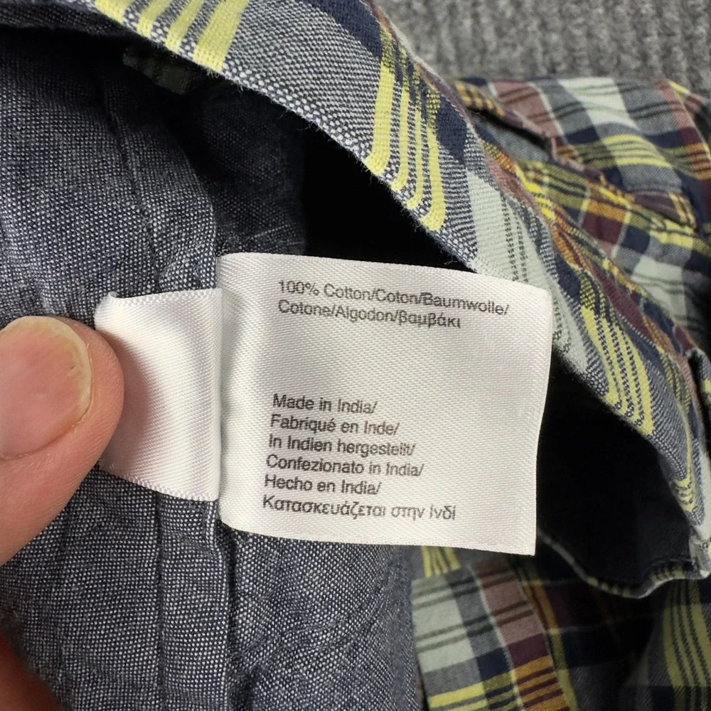Brooks Brothers 346 Mens Plaid Cotton Chino Shorts Navy Yellow Burgundy‎ Size 42